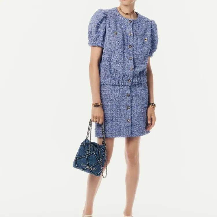 CHANEL Denim & Metal Bucket Bag, Shoulder Bag, Crossbody Bag Mini Women's Blue-6