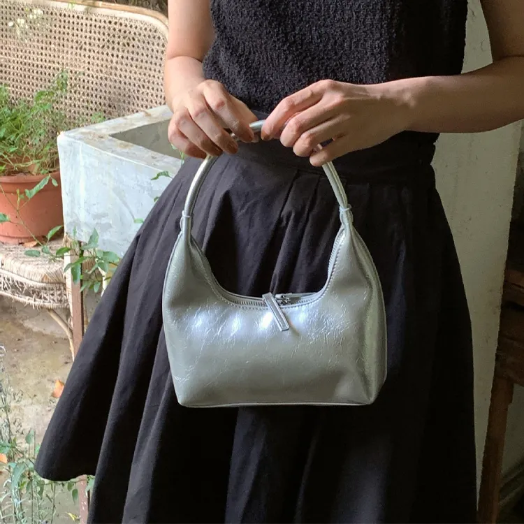 NOMK PU Pillow Bag, Tote Bag, Shopping Bag, Shoulder Bag Women's Silver-1