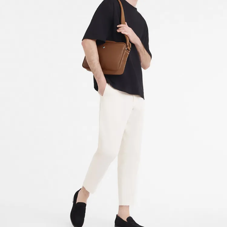 LONGCHAMP Le Foulonné Cow Leather Camera Bag, Crossbody Bag, Shoulder Bag Medium Size Men's Brown-4