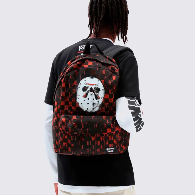 Vans Old Skool Polyester Backpack Regular Unisex Black & Red-3