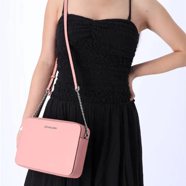 MICHAEL KORS Leather Shoulder Bag Crossbody Bag Large Size Women's Pink-4