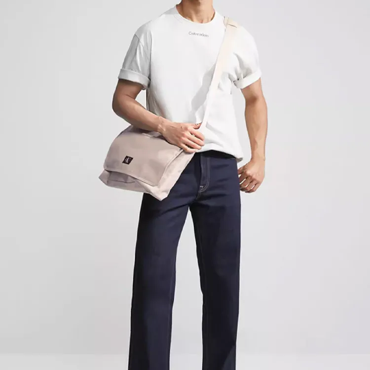 CK/Calvin Klein Fabric Shoulder Bag Crossbody Bag Medium Size Men's Milk Cream-3