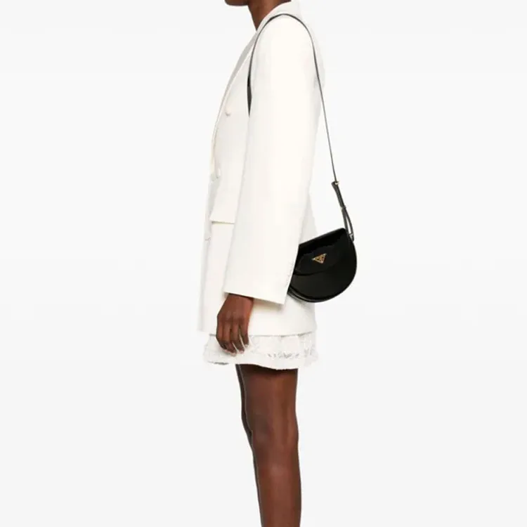 PRADA Patent Leather Crossbody Bag Shoulder Bag Women's Black-4