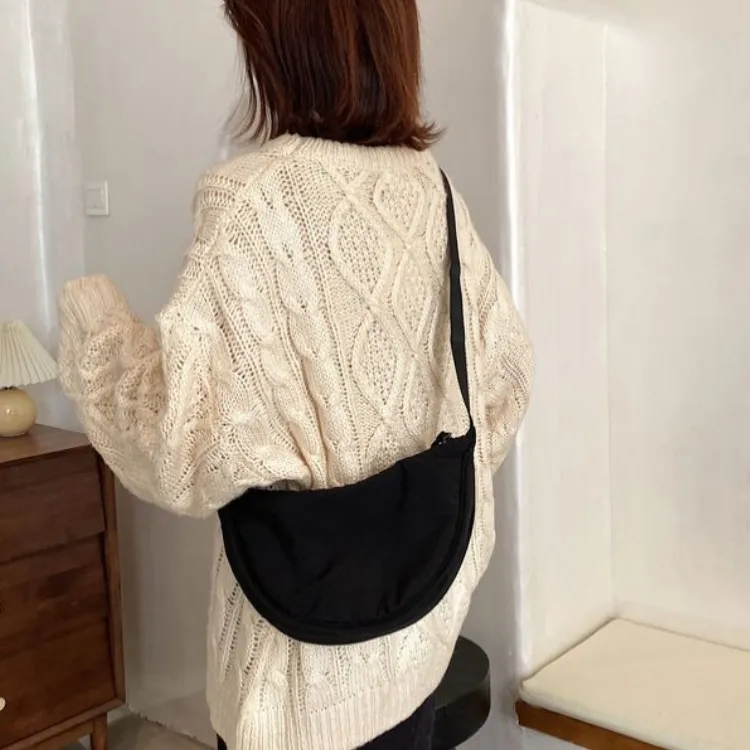 Boniu Nylon Dumpling Bag Shoulder Bag Crossbody Bag Small Size Women's Black-2