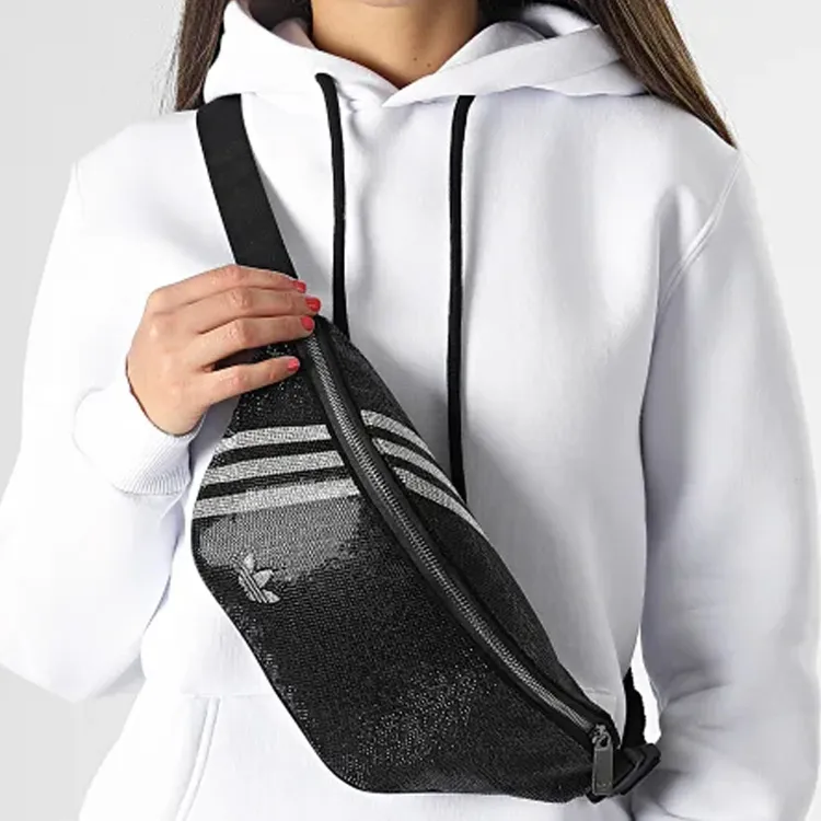 Adidas Originals Polyester Crossbody Bag, Fanny Pack Regular Women's Black-1
