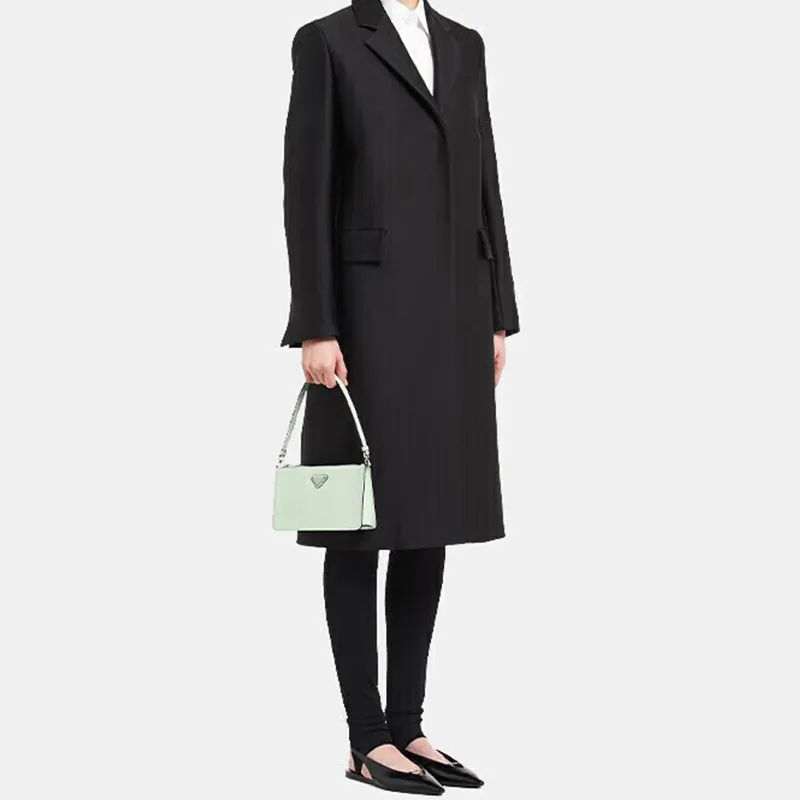 PRADA Saffiano Leather Shoulder Bag, Handbag, Shoulder Bag Women's Green-4