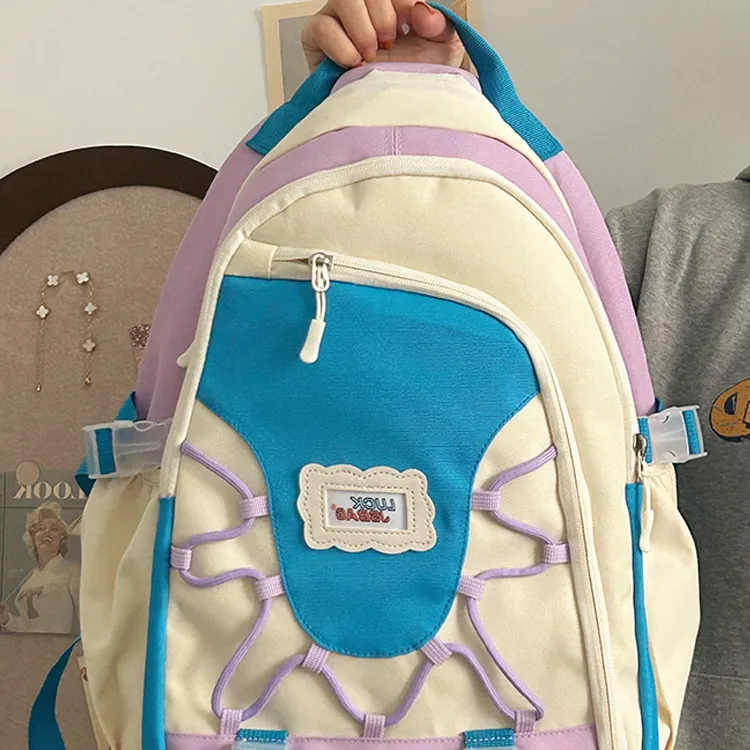 Rainbow Girl Nylon Backpack Regular Women's Red With Charm/White With Charm/Pink With Charm/Blue With Charm-16