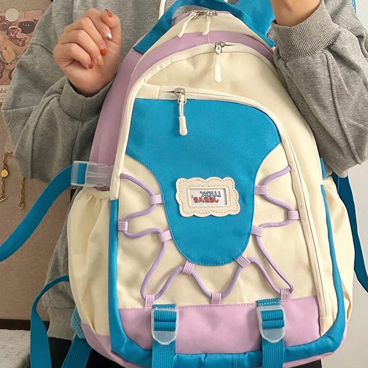 Rainbow Girl Nylon Backpack Regular Women's Red With Charm/White With Charm/Pink With Charm/Blue With Charm-15