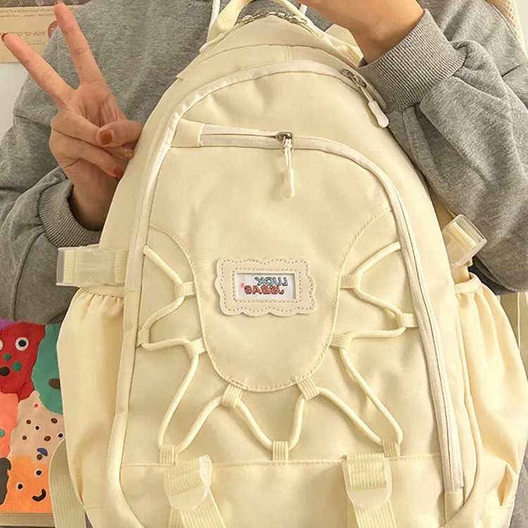 Rainbow Girl Nylon Backpack Regular Women's Red With Charm/White With Charm/Pink With Charm/Blue With Charm-7