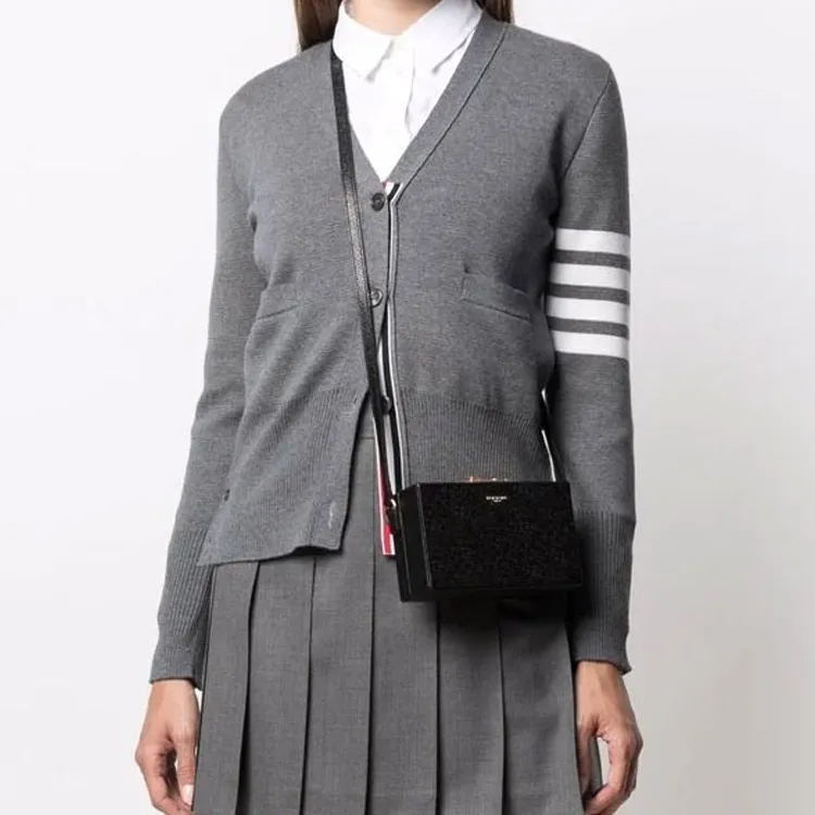 THOM BROWNE· Grain Leather Shoulder Bag, Crossbody Bag Regular Women's Black-6