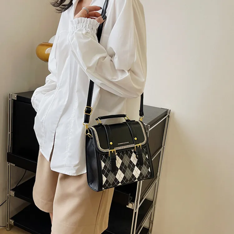 Dusen Kangaroo PU Backpack Small Backpack Shoulder Bag Crossbody Bag Handbag Medium Size Women's Ecru/Black/Pink/Coffee-14
