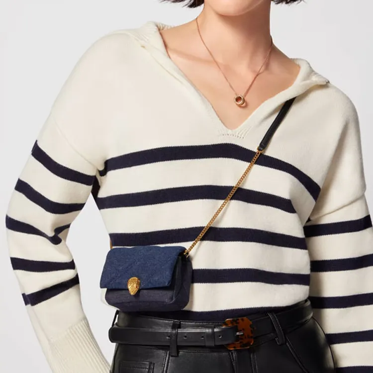 BVLGARI Serpenti Cabochon Denim Fabric Shoulder Bag Crossbody Bag Mini Women's Blue-5