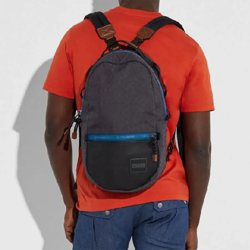 COACH Fabric Double-Sided Backpack Medium Size Women's Blue-5