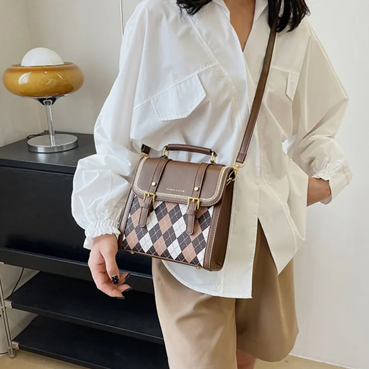 Dusen Kangaroo PU Backpack Small Backpack Shoulder Bag Crossbody Bag Handbag Medium Size Women's Ecru/Black/Pink/Coffee-30