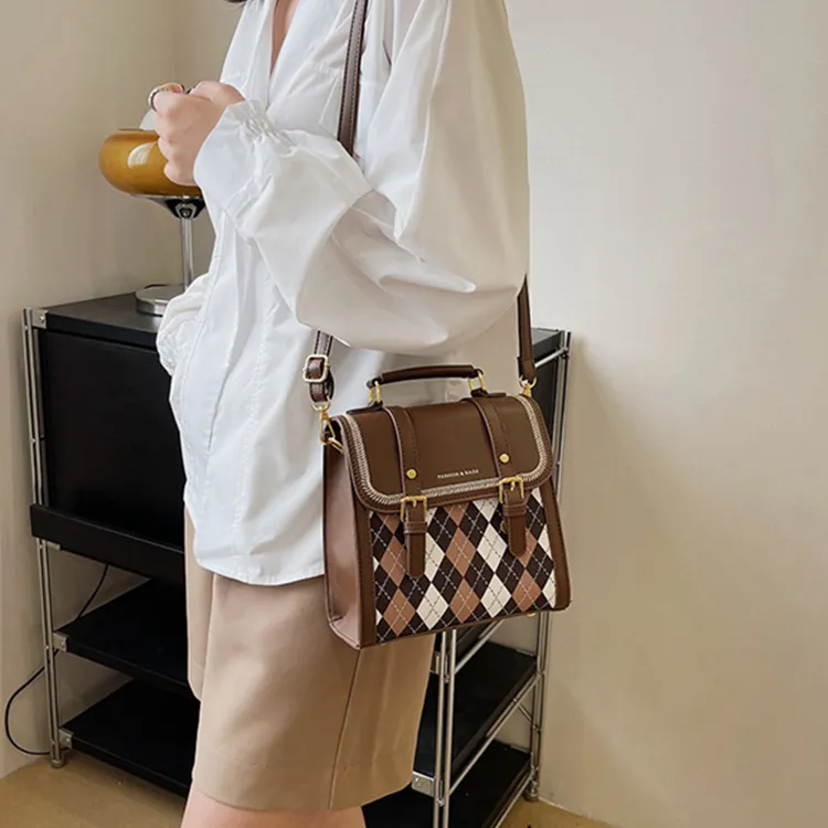 Dusen Kangaroo PU Backpack Small Backpack Shoulder Bag Crossbody Bag Handbag Medium Size Women's Ecru/Black/Pink/Coffee-28