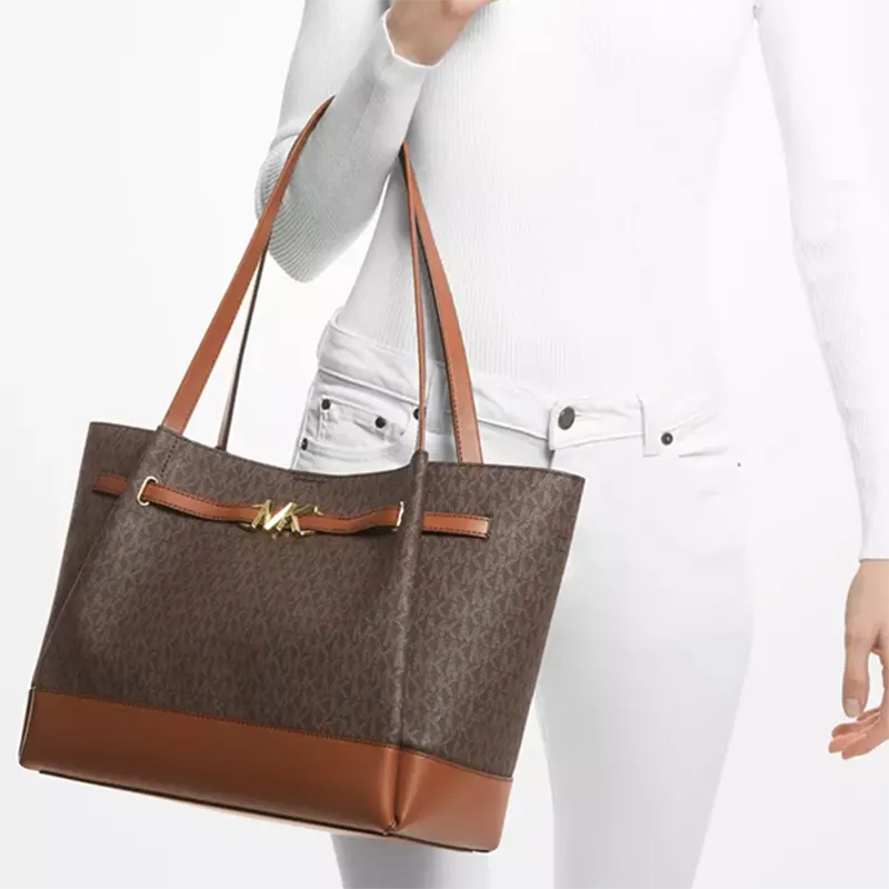 MICHAEL KORS Canvas Tote Bag, Shopping Bag, Handbag, Shoulder Bag Women's Brown-4