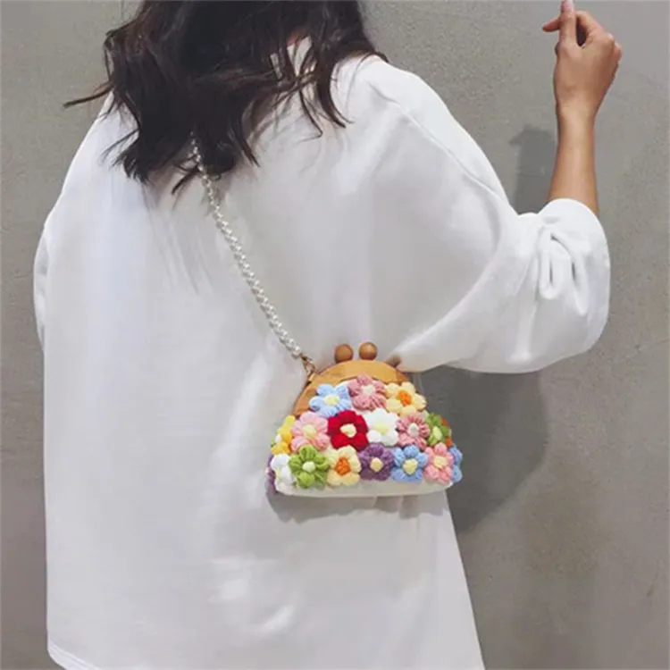 Dusen Kangaroo Canvas Bag, Small Bag, Mini Lipstick Bag, Cute Dome Bag Small Size Women's Pink/White/Khaki-2