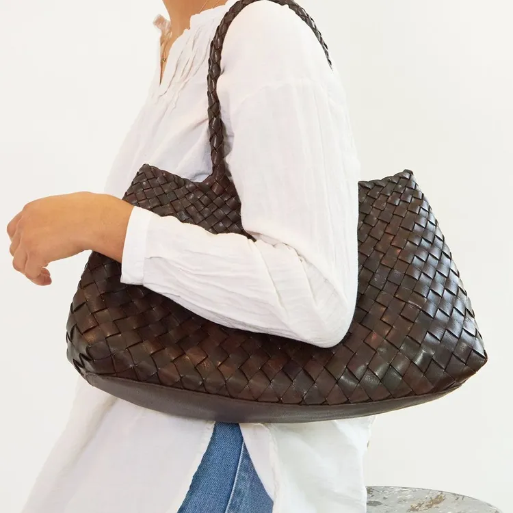 Dragon Diffusion Calfskin Tote Bag, Shopping Bag, Shoulder Bag, Handbag Trumpets Women's Dark Brown-4