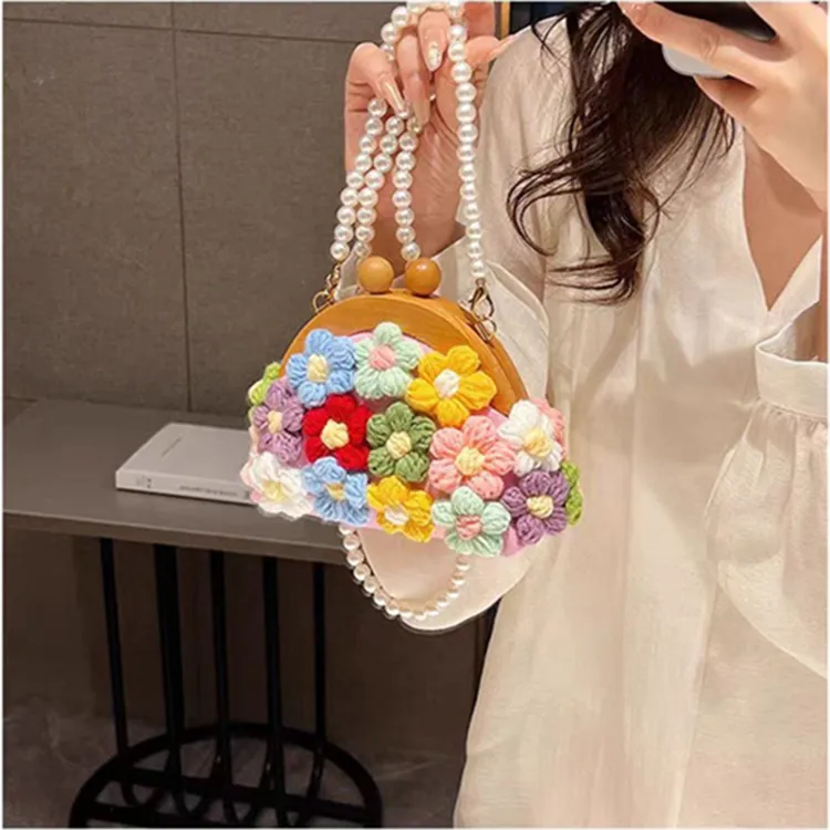 Dusen Kangaroo Canvas Bag, Small Bag, Mini Lipstick Bag, Cute Dome Bag Small Size Women's Pink/White/Khaki-7