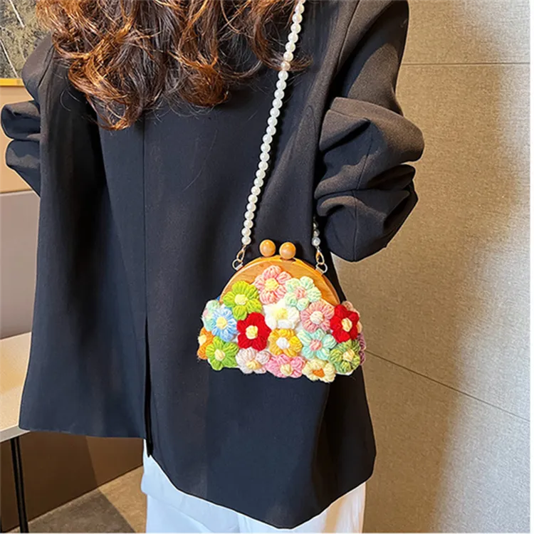 Dusen Kangaroo Canvas Bag, Small Bag, Mini Lipstick Bag, Cute Dome Bag Small Size Women's Pink/White/Khaki-5