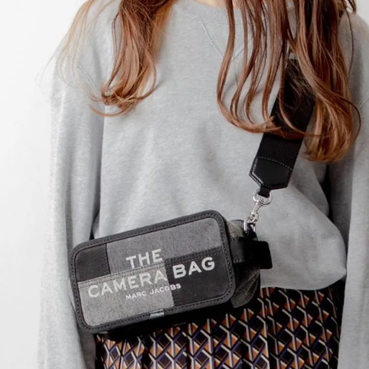 MARC JACOBS Cotton With Leather Camera Bag, Shoulder Bag, Crossbody Bag Regular Unisex Black-5