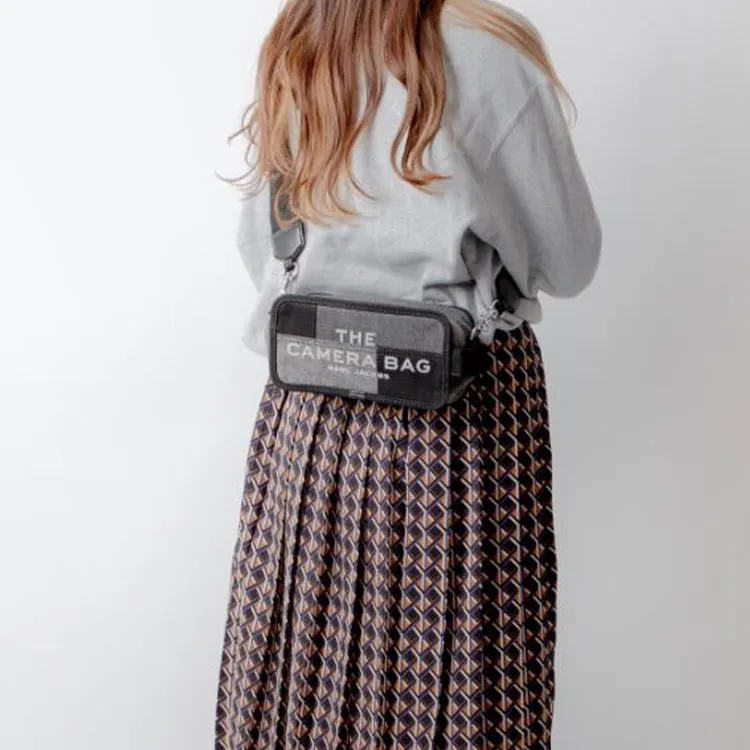 MARC JACOBS Cotton With Leather Camera Bag, Shoulder Bag, Crossbody Bag Regular Unisex Black-7