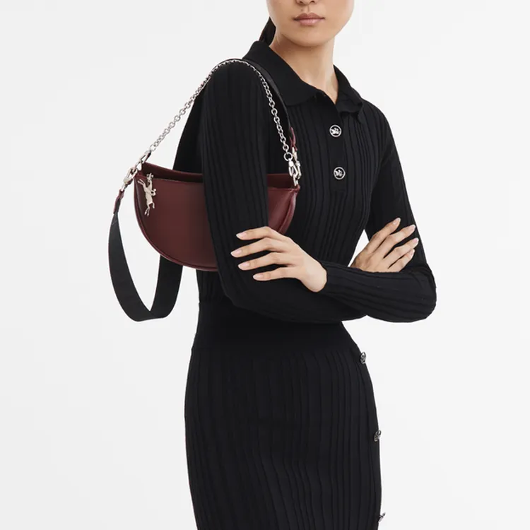 LONGCHAMP Logo Embossed Chain Link Crossbody Bag-4