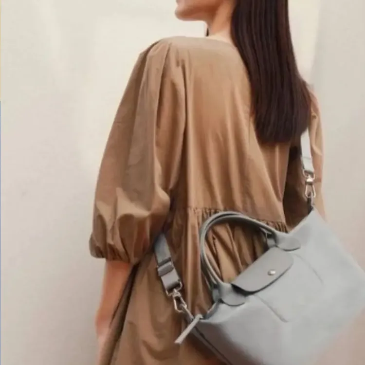 LONGCHAMP Le Pliage Canvas Dumpling Bag Handbag Shoulder Bag Crossbody Bag Large Size Women's Gray-3