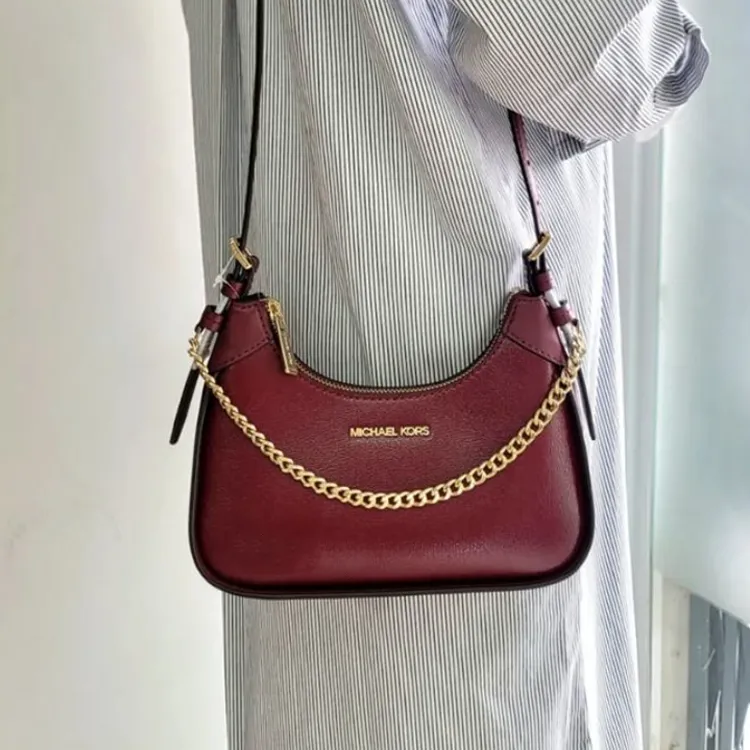 MICHAEL KORS Wilma Leather Crossbody Bags Shoulder Bags Women's Deep Cherry-4