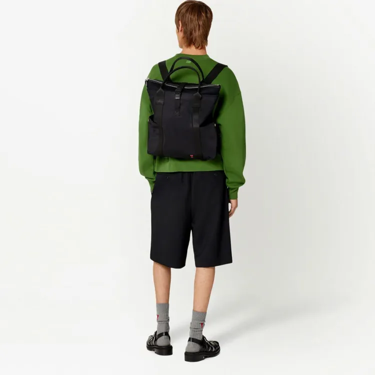 AMIPARIS Cow Leather Backpack Men's Black-4