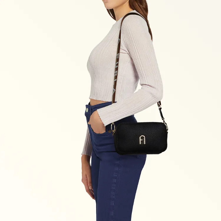 Furla Primula Grain Calfskin Crossbody Bag, Shoulder Bag Women's Black-4