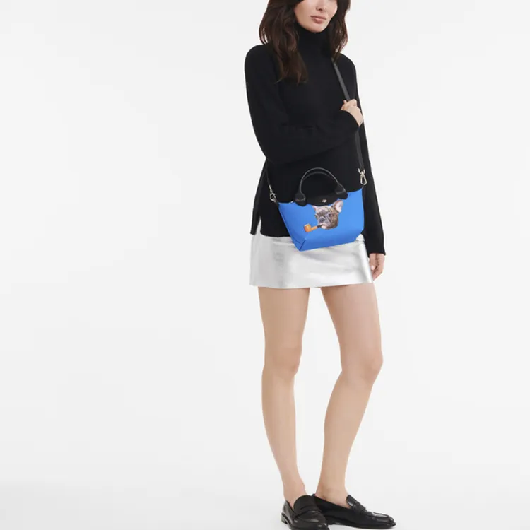 LONGCHAMP ToilerPaper Collaboration Fabric Tote Bag Shopping Bag Handbag Crossbody Bag Regular Women's Blue-4