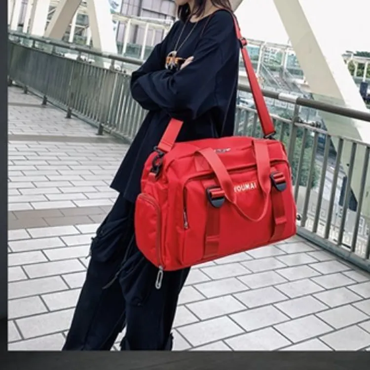 NIGEER Nylon Portable Crossbody Gym Bag Medium Size Unisex Black/Khaki/Yellow/Pink/Red-14