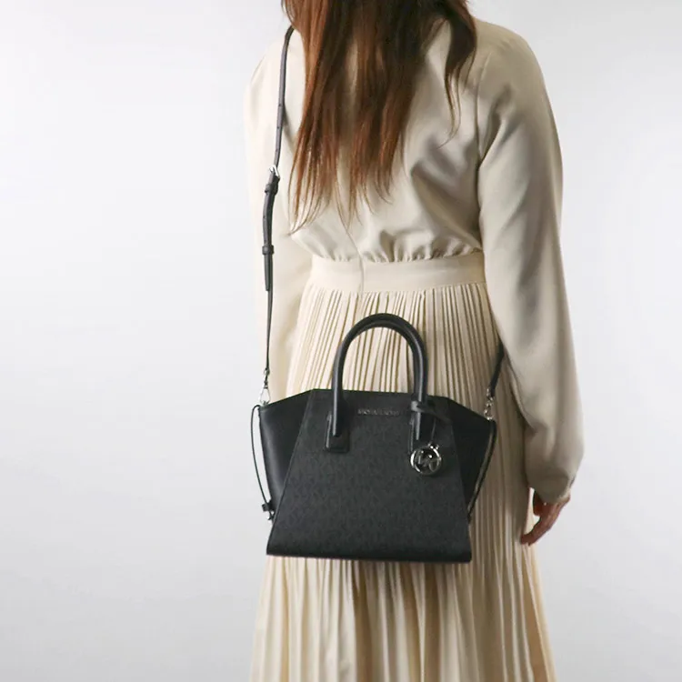 MICHAEL KORS Coated Canvas With Patchwork Handbag Shoulder Bag Crossbody Bag Small Size Women's Black-4