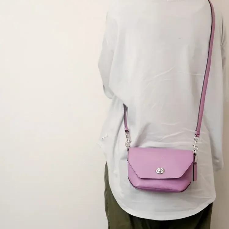 COACH Karlee Leather Crossbody Bag, Shoulder Bag Women's Light Purple-5
