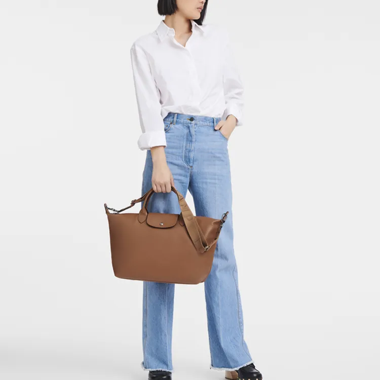 LONGCHAMP Le Pliage Xtra Cow Leather Dumpling Bag, One Shoulder Crossbody, Portable Large Size Women's Cognac Brandy-3