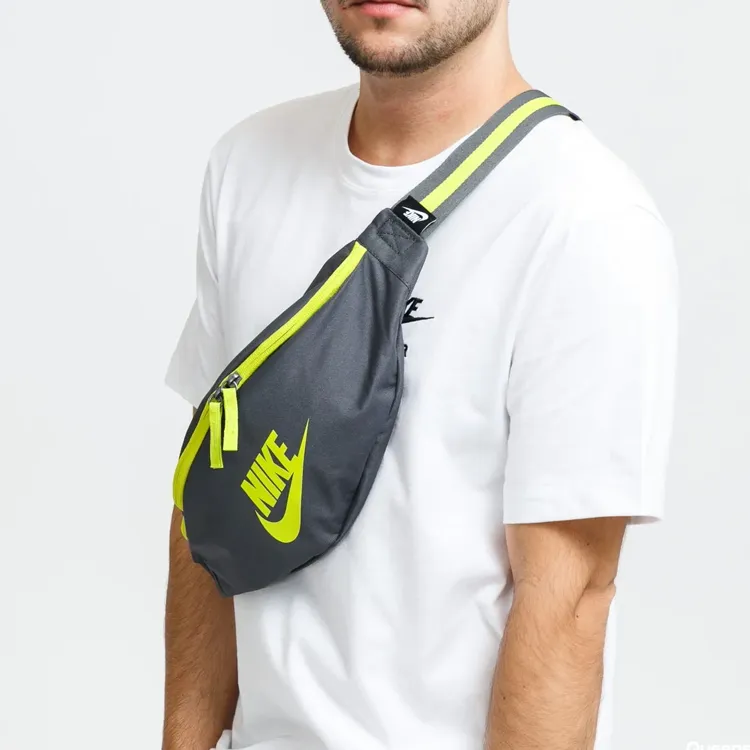 Nike Heritage Polyester Sling Bag Fanny Pack Regular Unisex Gray Yellow Green-4