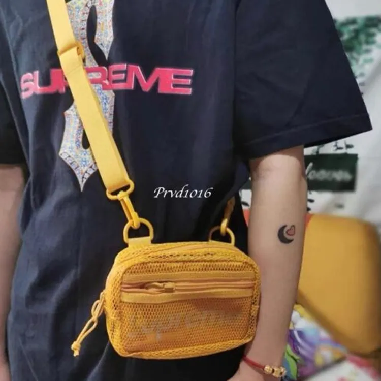 Supreme Spring/Summer 2020 Collection Mesh Cell Phone Pouch, Shoulder Bag, Crossbody Bag Unisex Yellow-7
