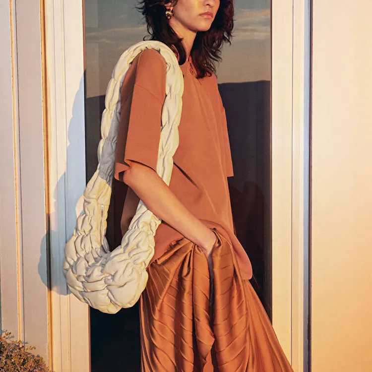 COS Sheepskin And Leather Kesa Bag Handbag Shoulder Bag Crossbody Bag Medium Size Women's Light Beige-2