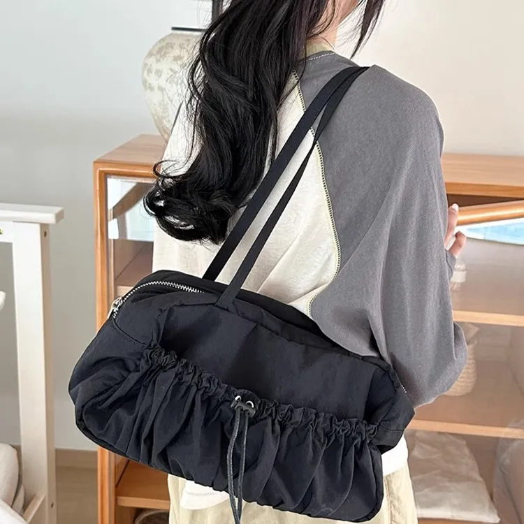 UNITE STAR Nylon Shoulder Bag Women's Black/Cream Mocha/Cream White/Army Green-2