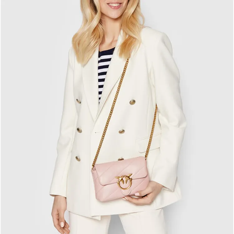 PINKO Sheepskin Shoulder Bag, Crossbody Bag Women's Pink-3