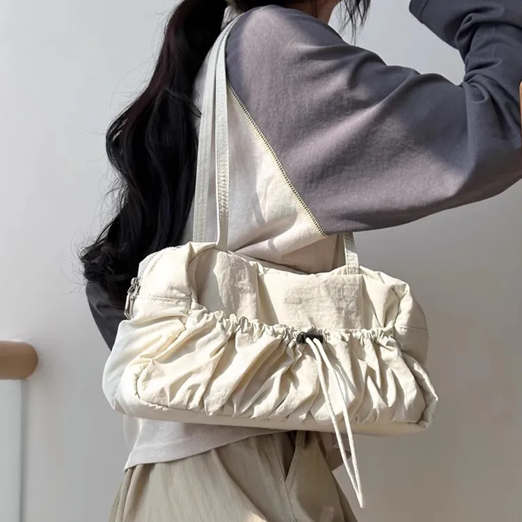 UNITE STAR Nylon Shoulder Bag Women's Black/Cream Mocha/Cream White/Army Green-9