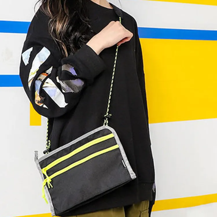Converse Polyester Shoulder Bag Crossbody Bag Regular Unisex Black & Yellow-7
