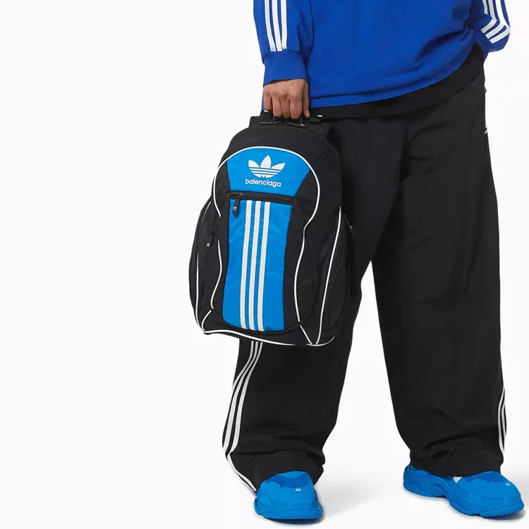 Balenciaga Adidas Collaboration Nylon Backpack Men's Black & Blue-5