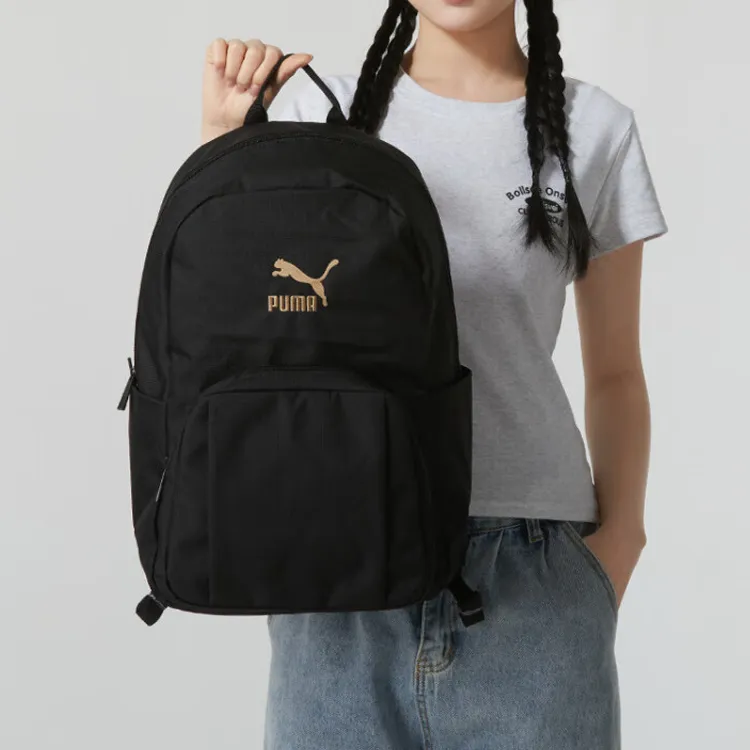 PUMA Nylon Backpack Unisex Black & Gold-3