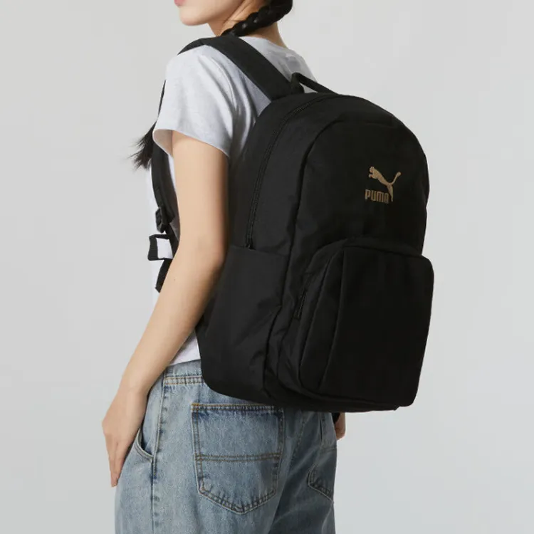 PUMA Nylon Backpack Unisex Black & Gold-4