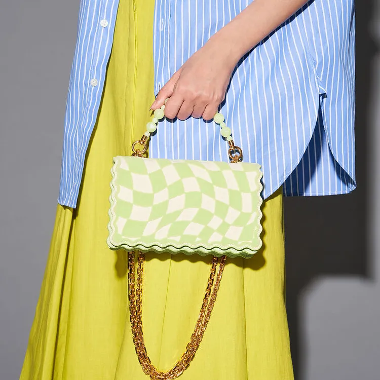 CHARLES&KEITH Fabric With Polyurethane Synthetic Leather One Shoulder Handbag Regular Women's Light Blue/Mint Green-5