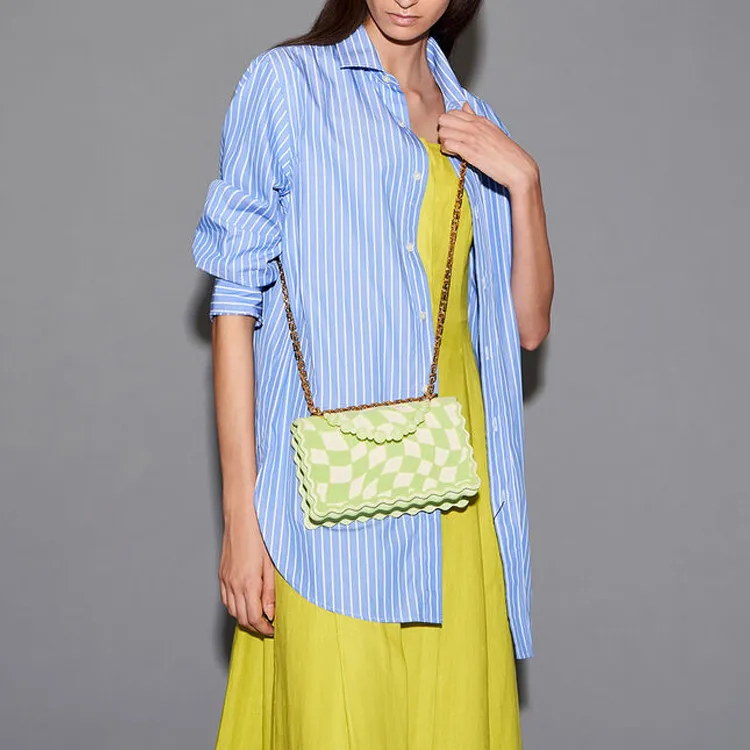 CHARLES&KEITH Fabric With Polyurethane Synthetic Leather One Shoulder Handbag Regular Women's Light Blue/Mint Green-6