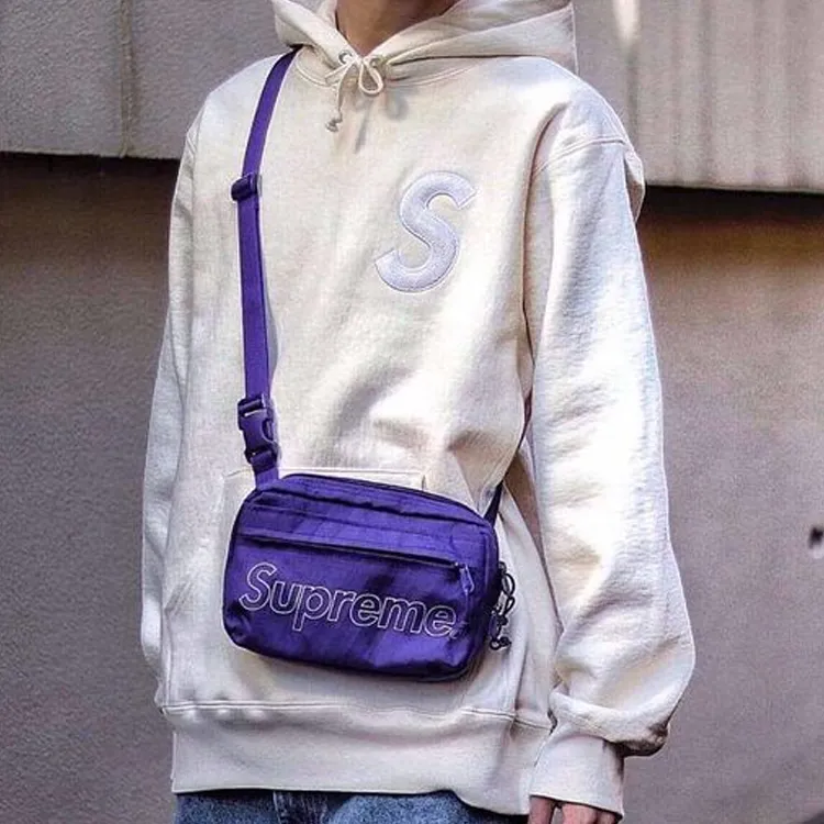 Supreme Nylon Fabric Shoulder Bag, Crossbody Bag Unisex Purple-4