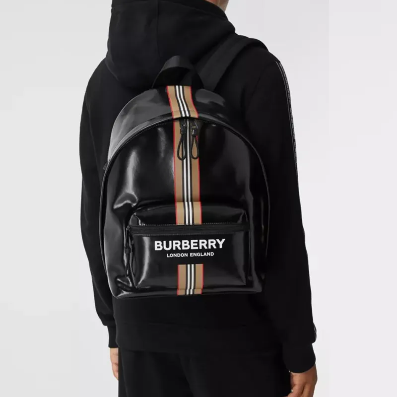 Burberry Cotton Backpack Men's Black-3